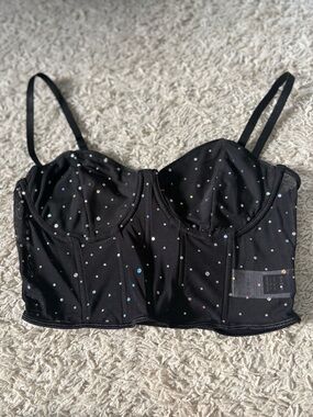 SHEIN Black Bustier with White Dots